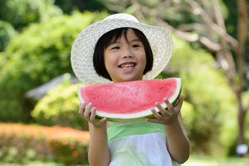Child with watermelon