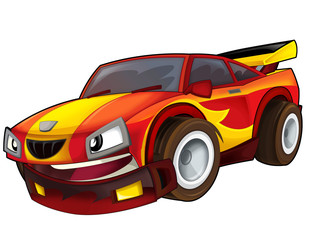 Fototapeta na wymiar Cartoon car - racing vehicle - illustration for children