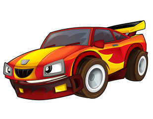 Fototapeta na wymiar Cartoon car - racing vehicle - illustration for children