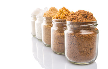 Brown sugar, muscovado sugar, white refine sugar, coconut sugar 