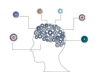 Illustration of a brain with many ideas