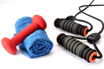 dumbbell,towel and resistance band