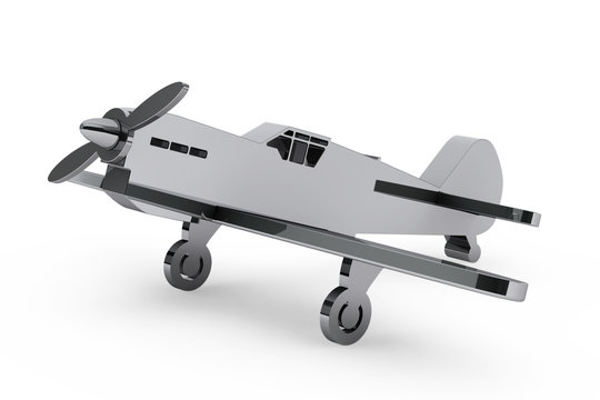 3d Chrome toy airplane