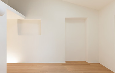 modern loft, empty room with white walls