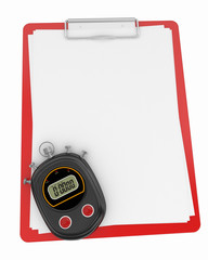 digital stopwatch and notepad concept - 64354949