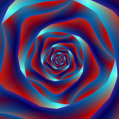 Red and Blues Spiral Rose