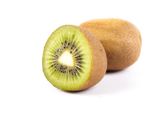 Obraz premium Sliced kiwi fruit over a white background