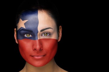 Composite image of chile football fan in face paint