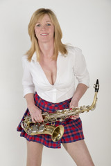 Woman with saxophone