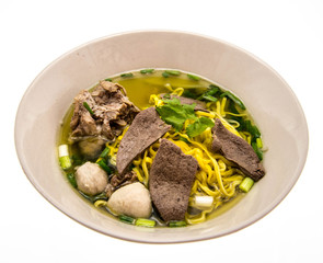 noodles and pork and meat balls