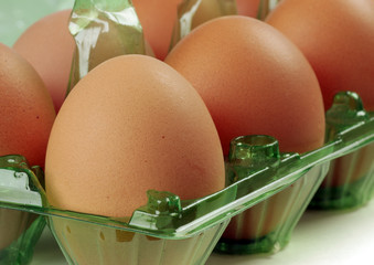 Brown eggs close up