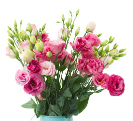 bouquet of fresh pink eustoma flowers