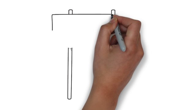 Eigenheim Schild Bauen Hand Handzeichnung
