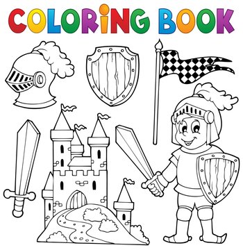 Coloring book knight theme 1