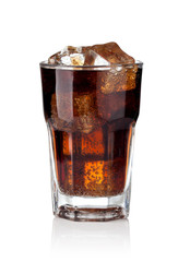 Cola glass with ice cubes