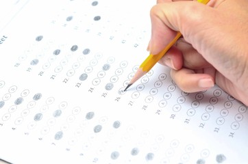 Test score sheet with answers