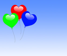Fototapeta na wymiar Colourful Heart Balloons Mean Valentines Day Ball Or Party