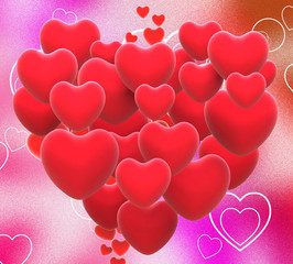 Heart Made With Hearts Shows Valentines Day Or Loving Celebratio