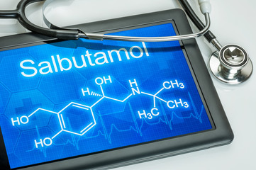 Tablet mit der chemischen Strukturformel von Salbutamol