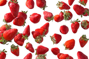 Falling strawberries - obrazy, fototapety, plakaty