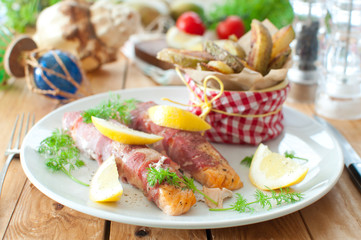Bacon wrapped fish