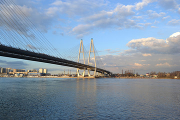 Fototapeta na wymiar Cable-Stayed Bridge in St.Petersburg