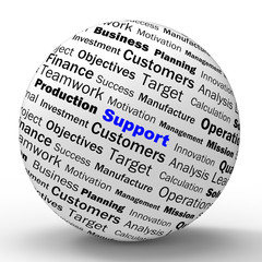 Support Sphere Definition Shows Customer Support Or Assistance