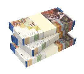 Israeli Shekel money isolated on white background.