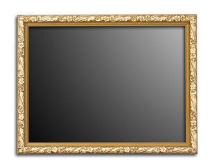 Gold picture frame isolated on white background