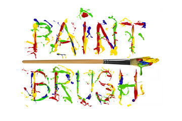 Colorful paint splash painted word paintbrush