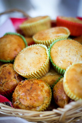 Fresh muffins in the basket