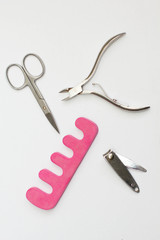 Nail accessories on white background
