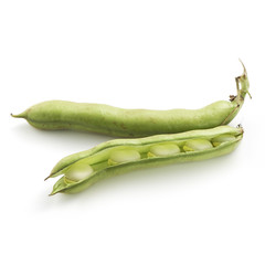 Broad beans on a white background