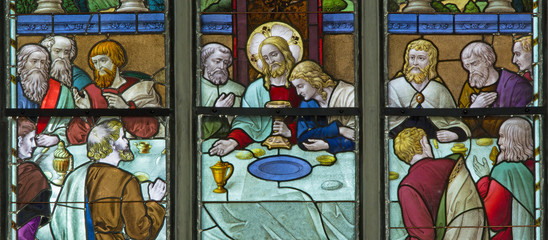 Brussels - Last supper from in St. Rumbold's cathedral