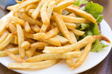 Golden French fries potatoes