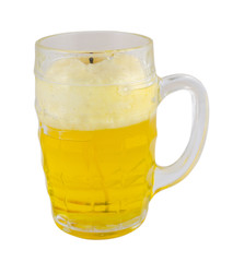 beer mug with froth isolated on white background