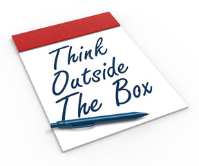 Think Outside The Box Notebook Means Creativity Or Brainstorming