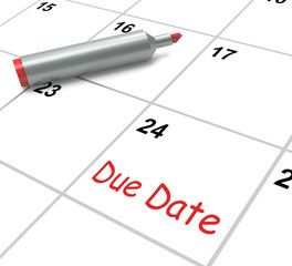 Due Date Calendar Shows Deadline For Submission - obrazy, fototapety, plakaty