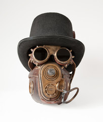Steampunk hat, goggles and mask