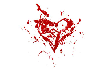 Obraz na płótnie Canvas Red paint splash made love heart