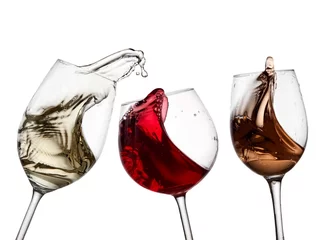Photo sur Plexiglas Vin Red, white and rose wine plash