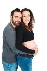 Fototapeta premium Man posing with his pregnant wife