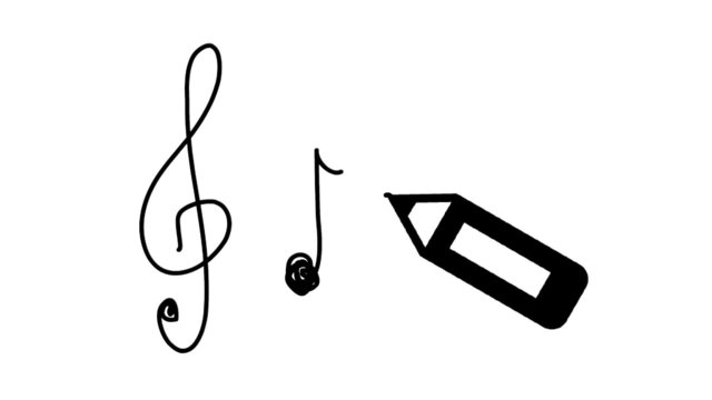 Musik Noten Notenschl&uuml;ssel Zeichnung Stift