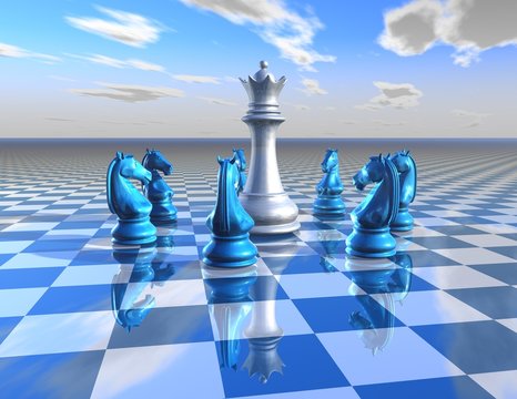 abstract surreal illustration with chess pieces