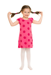 girl in a red dress. studio shot