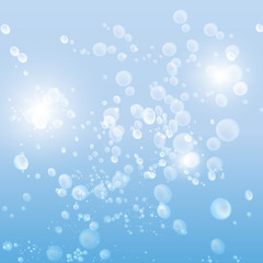 Fototapeta na wymiar drops in the blue water vector background