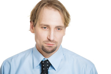 Depression. Sad, gloomy, young business man