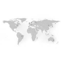 Fototapeta na wymiar world map with stationery nails background vector