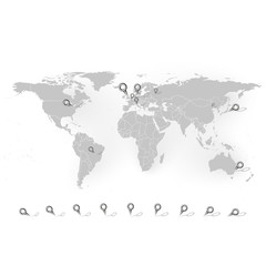 world map with stationery nails background vector