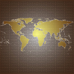 golden world map vector background